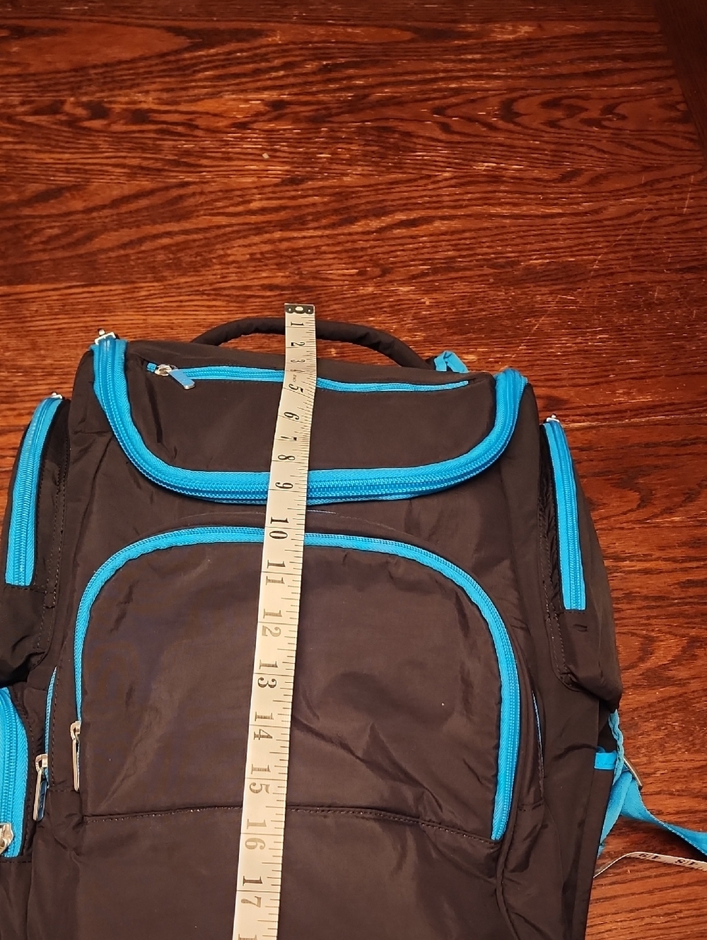 Men's Black Backpack with Blue Trim - Unbranded